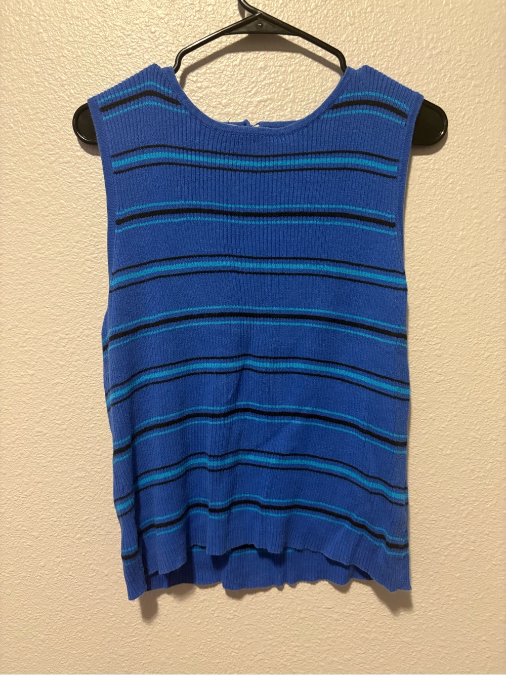 Basic Editions Royal Blue Striped Knit Tank Top